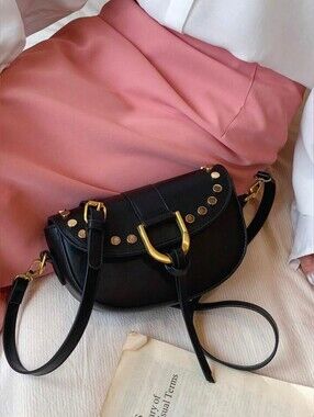 Studded Buckle Bag - Black